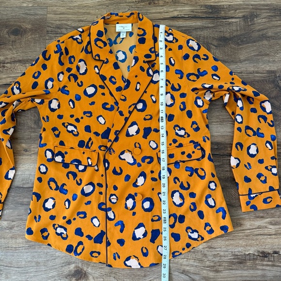 3.1 PHILLIP LIM Target Orange and Blue Leopard Print Patterned Blazer Sz XL NWOT - Picture 14 of 16